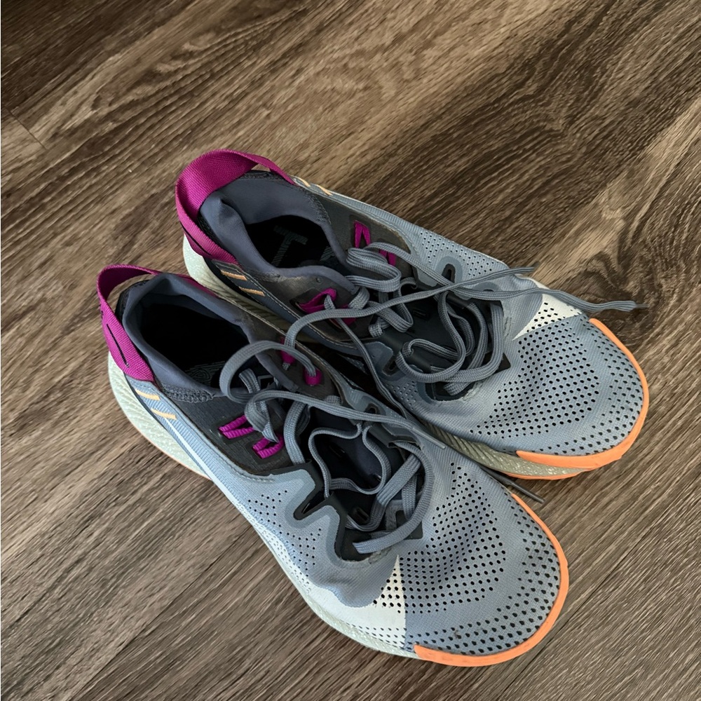 Gray and Magenta Athletic Running Shoes with Breathable Mesh